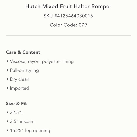 🌿|NWT| Anthropologie x Hutch Mixed Fruit Halter Romper - Picture 12 of 12